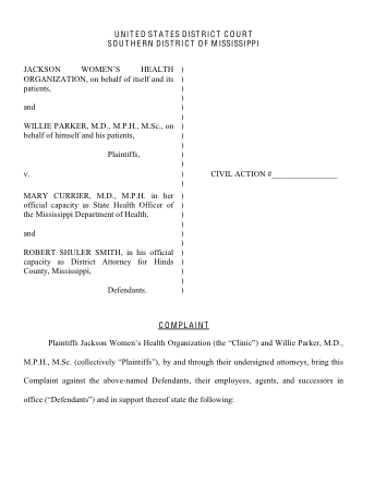 Federal Abortion Clinic Lawsuit