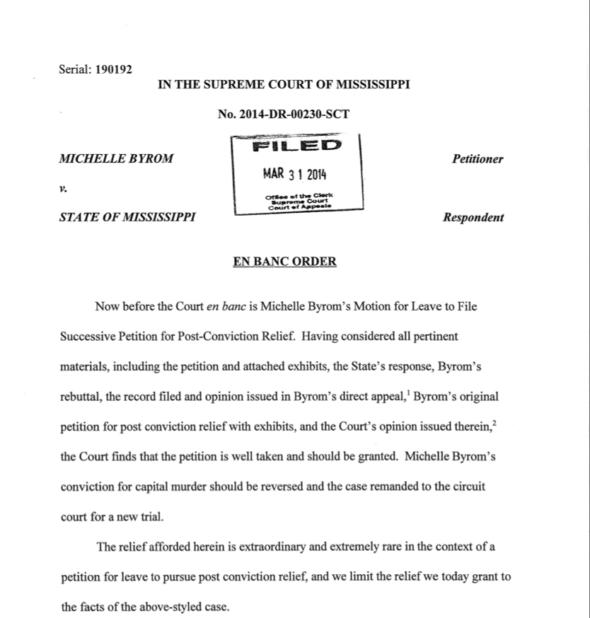 Byrom Conviction Reversal, Order of New Trial