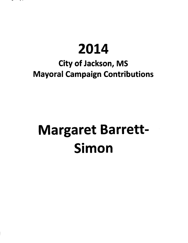 Margaret Barrett-Simon Campaign Finance Report