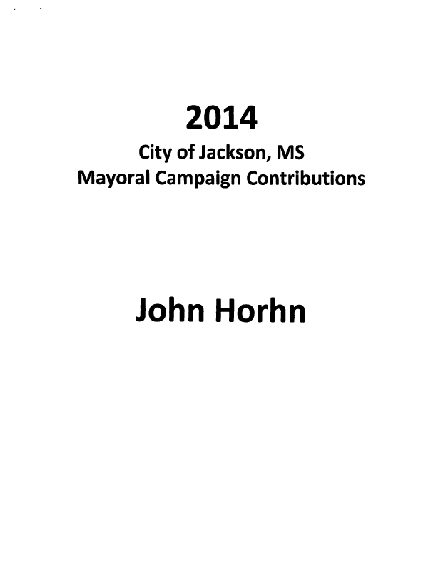 John Horhn Campaign Finance Report