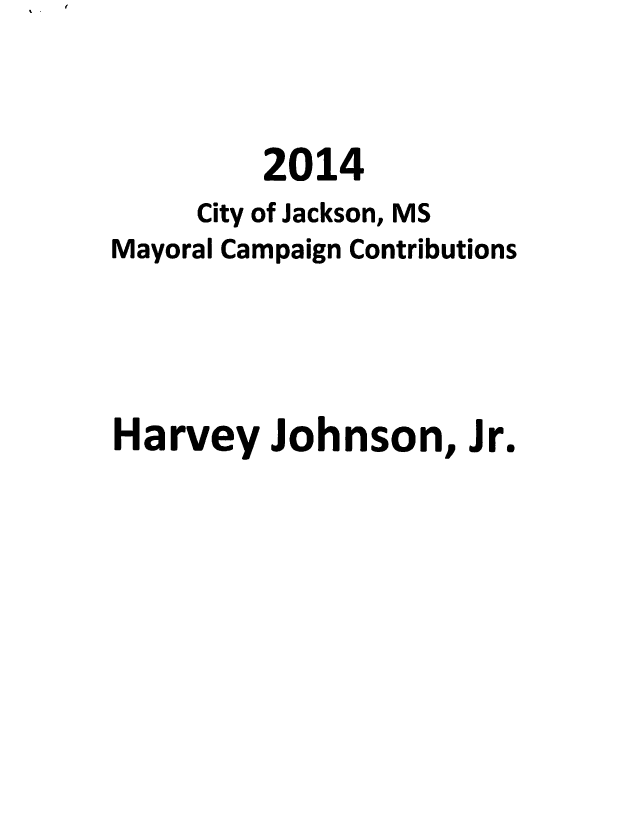 Harvey Johnson Campaign Finance Report