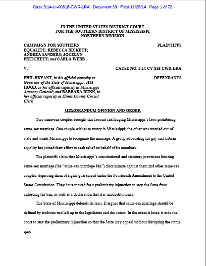 Federal Same-Sex Marriage Ruling, 2014