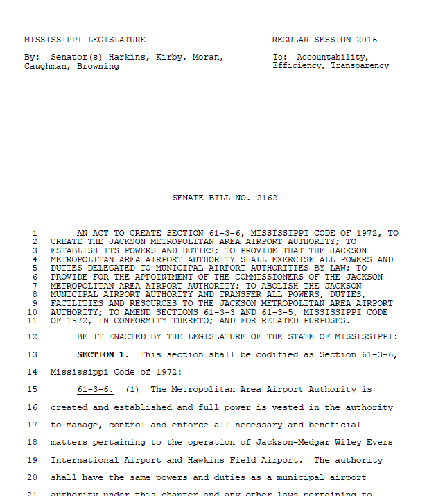 Senate Airport Bill (SB2162)