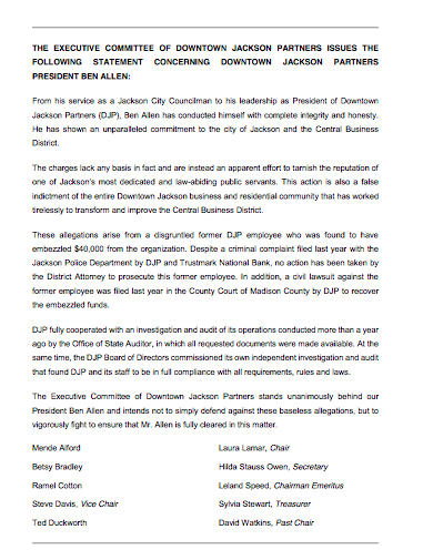 DJP Statement on Ben Allen Investigation