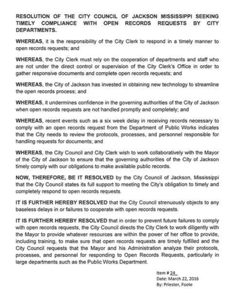 Jackson Records Compliance Resolution