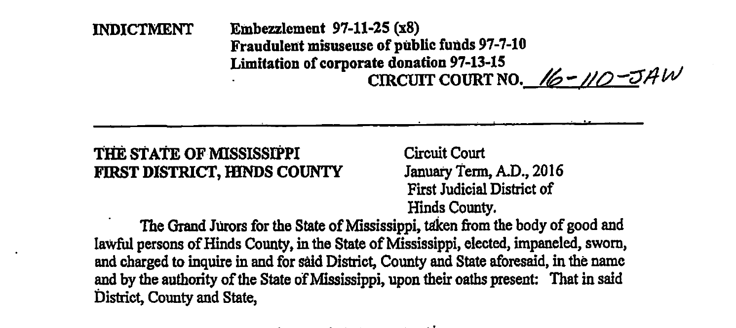 Hinds County Indictment of Ben Allen