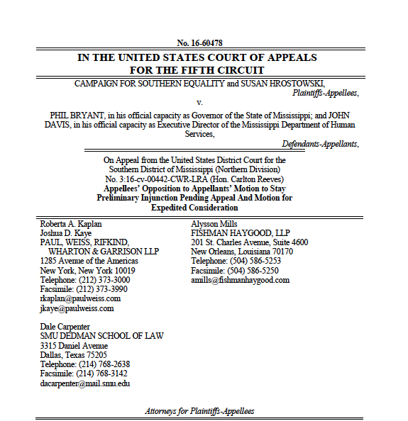 CSE v. Bryant Plaintiffs’ 5th Circuit Response Motion