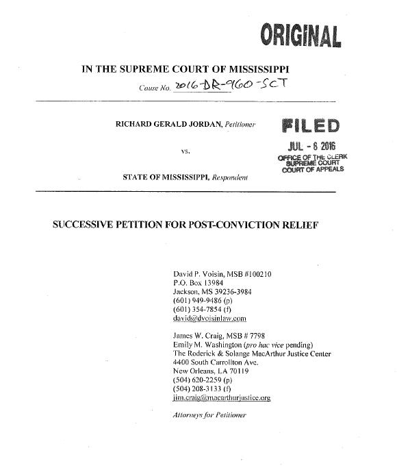 Richard Jordan MS Supreme Court Appeal (July 2016)