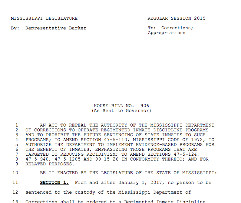 House Bill 906: Replacing RID with Evidence-Based Program