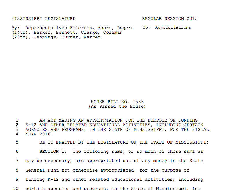 MDE Appropriation Bill FY16