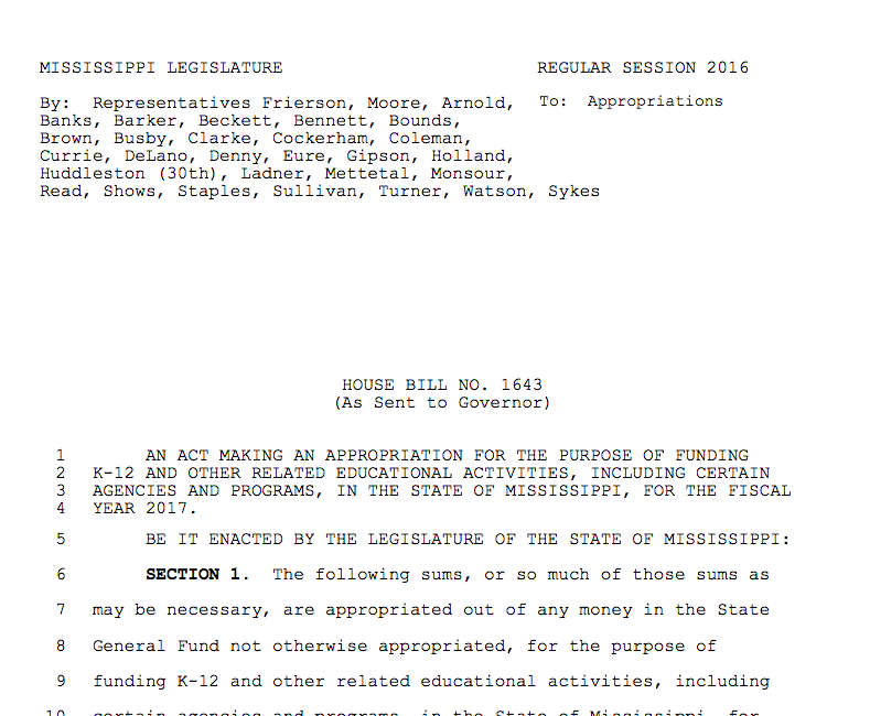 MDE Appropriation Bill FY17