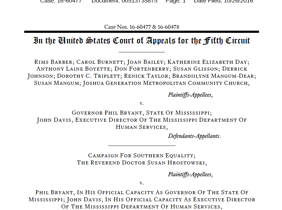 Gov. Bryant, John Davis 5th Circuit Appeal Brief (Oct. 26)