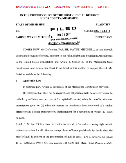 Parish Motion for Bond