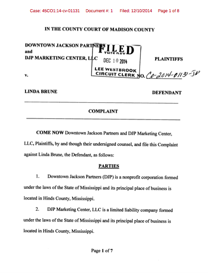 DJP Civil Complaint Against Brune