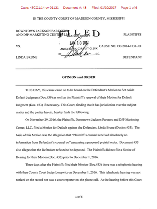 Jan. 10, 2017, Motion in DJP v. Linda Brune