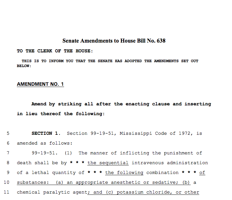 House Bill 638 Death Penalty Bill (Amendment Report Sent to Conference)