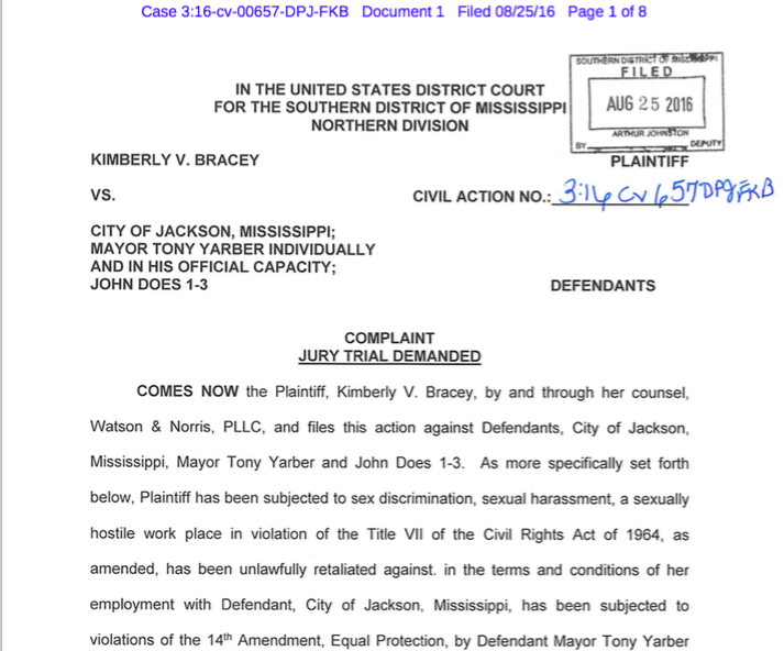 Bracey v. Yarber Complaint