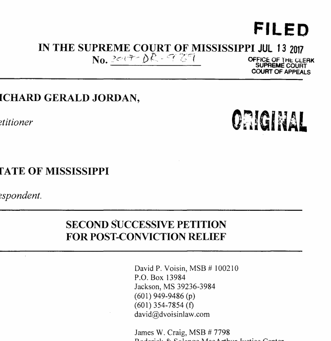 Richard Jordan 2nd Petition for Post-Conviction Relief