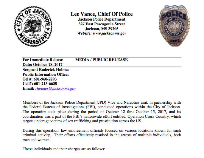 JPD Operation Cross Country Press Release