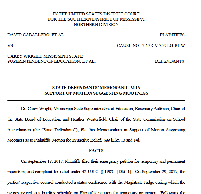 Caballero v. Wright Motion for Mootness