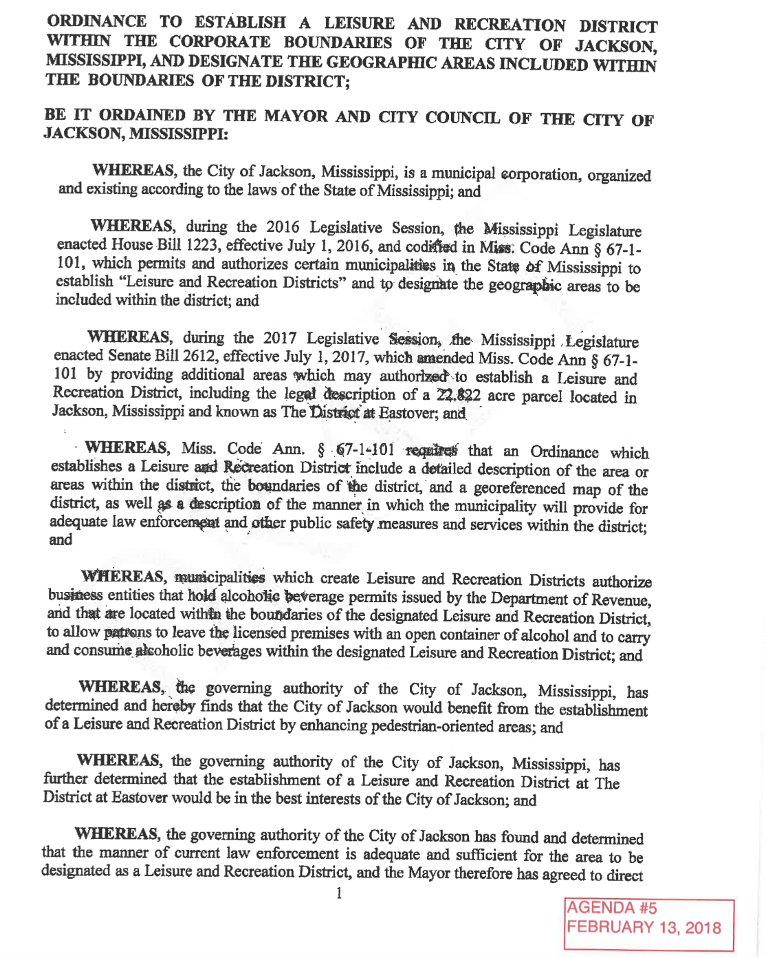Virgi Lindsay’s Leisure District Ordinances