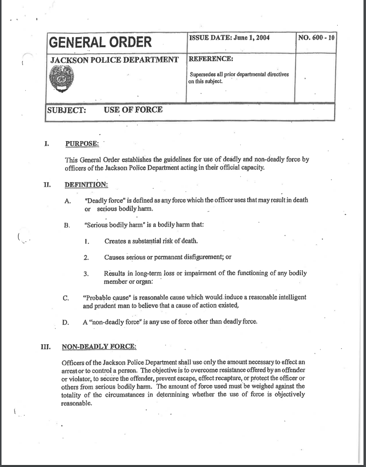 JPD Use-of-Force Policy