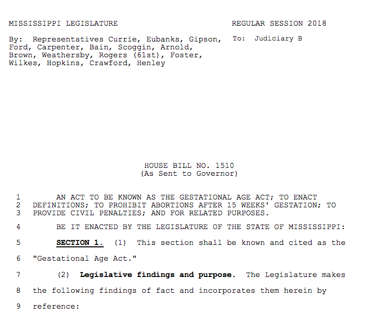 15-Week Abortion Ban (House Bill 1510)