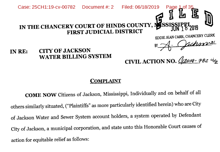 Customer Lawsuit Against City of Jackson