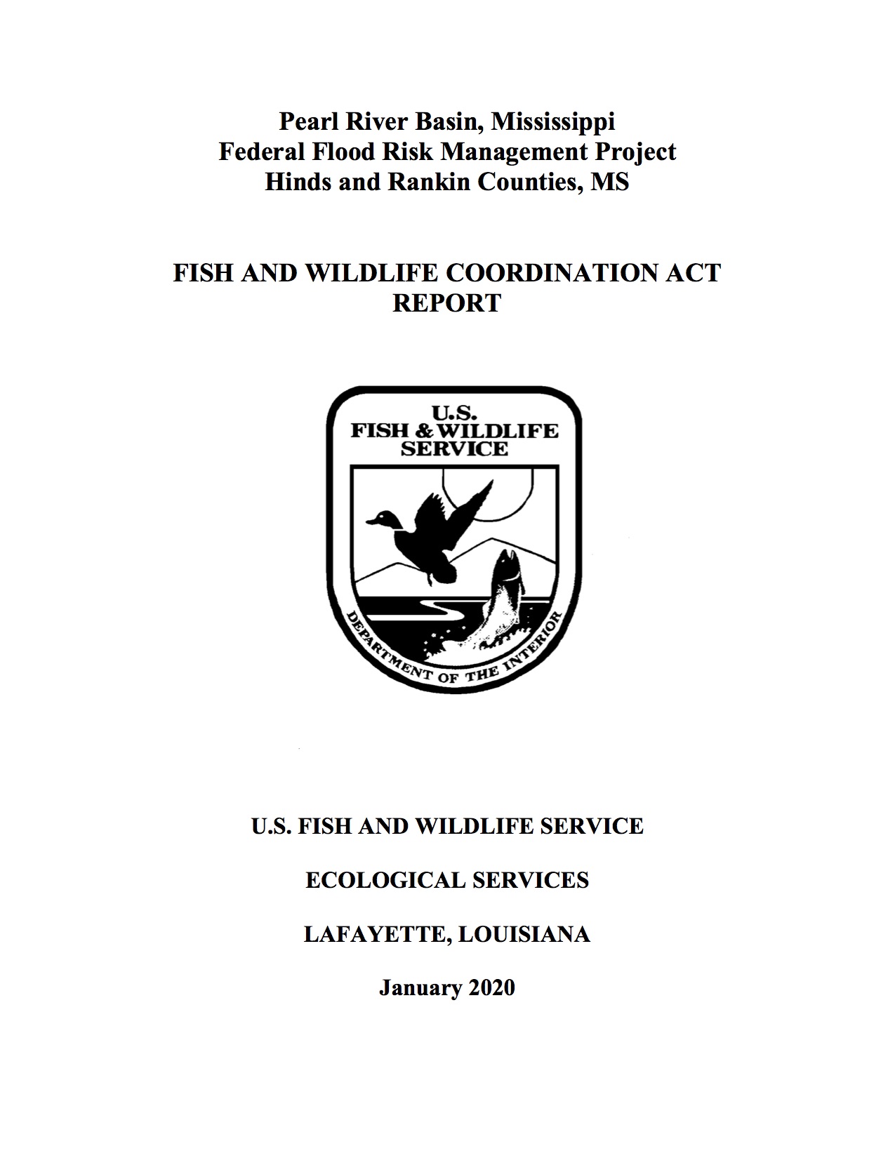 Fish and Wildlife Coordination Act Report