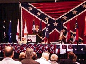 Mississippi Gov. Tate Reeves speaks to the Sons of Confederate Veterans in Vicksburg