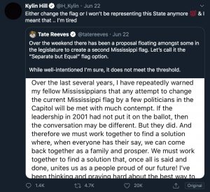 Kylin Hill tweet Mississippi state flag