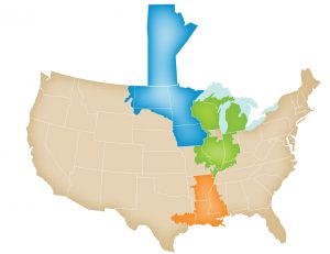 US Map showing regions of MISO energy