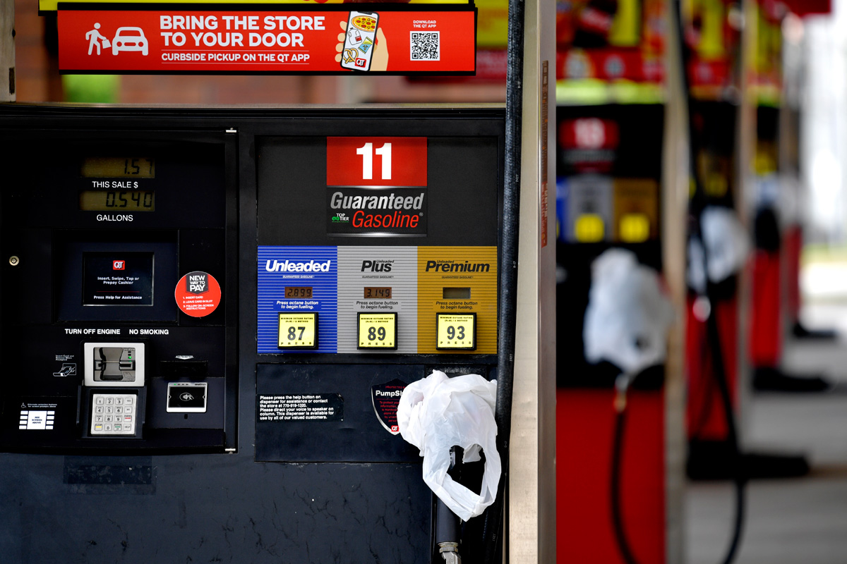 Rows of out of order gas pumps