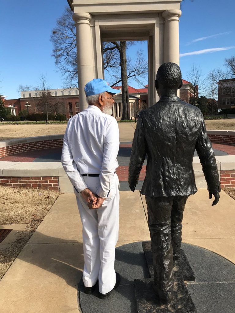 James Meredith with his statue