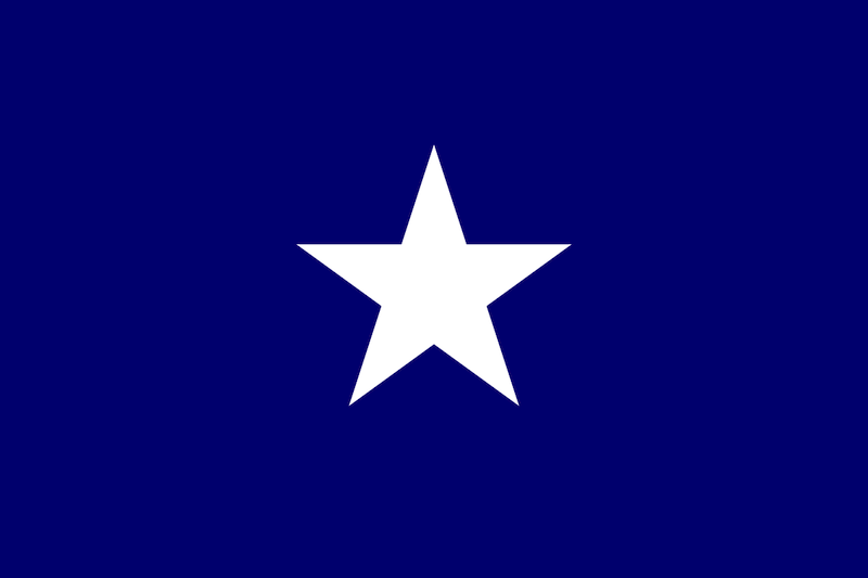The Bonnie Blue flag is blue and features a white larger star at the center