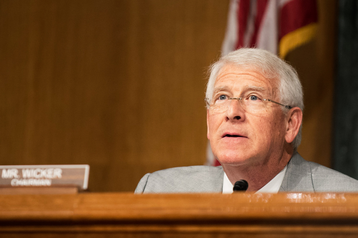 Photo of senator Roger Wicker in a. committee meeting