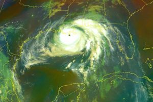 radar image of Hurricane Ida arriving on Gulf Coast
