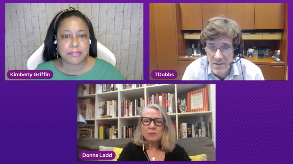 Kimberly Griffin, Dr. Thomas Dobbs, and Donna Ladd participate in a virtual discussion of the state of the current COVID-19 outbreak in Mississippi.