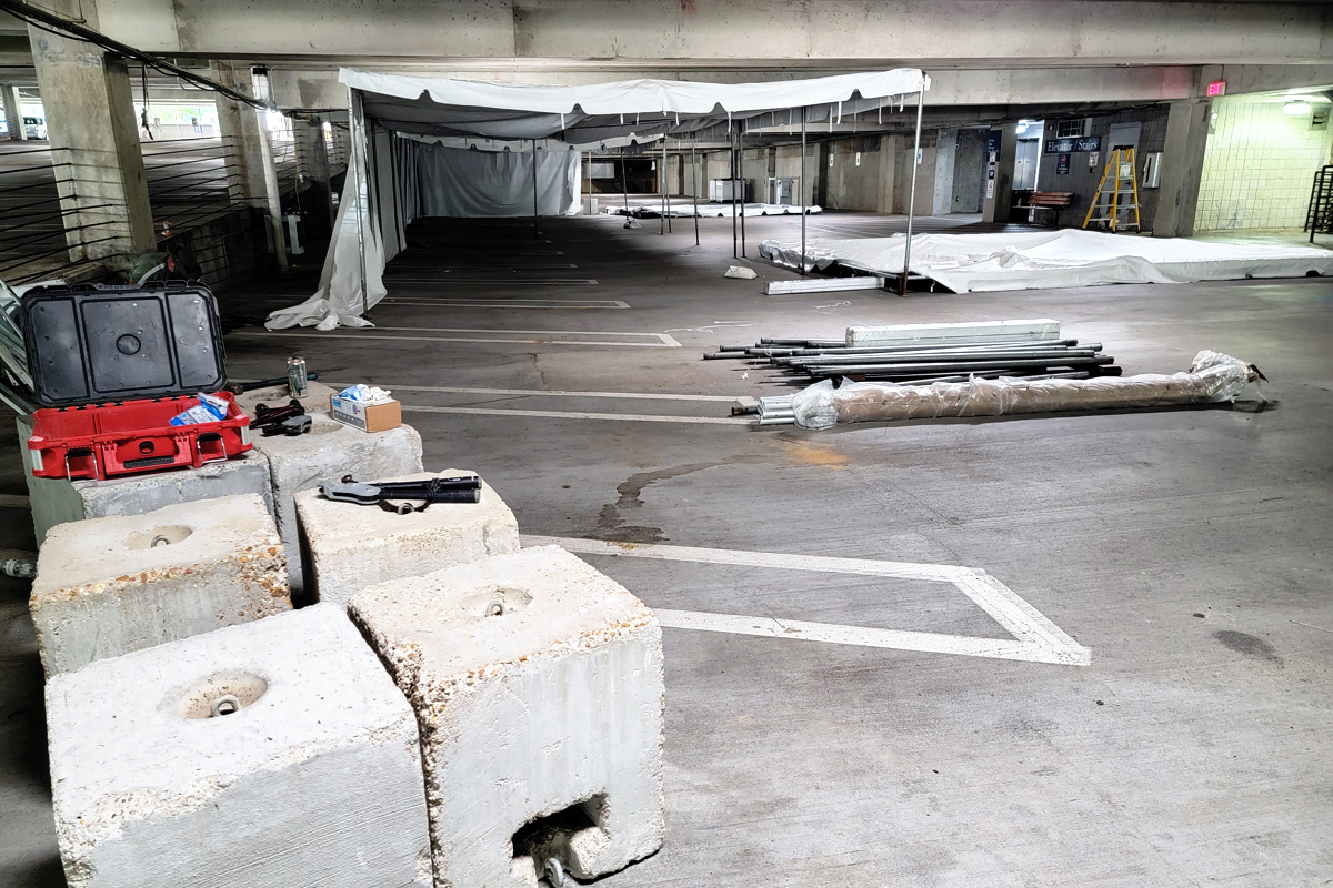 UMMC Garage B is being converted into extra bed space