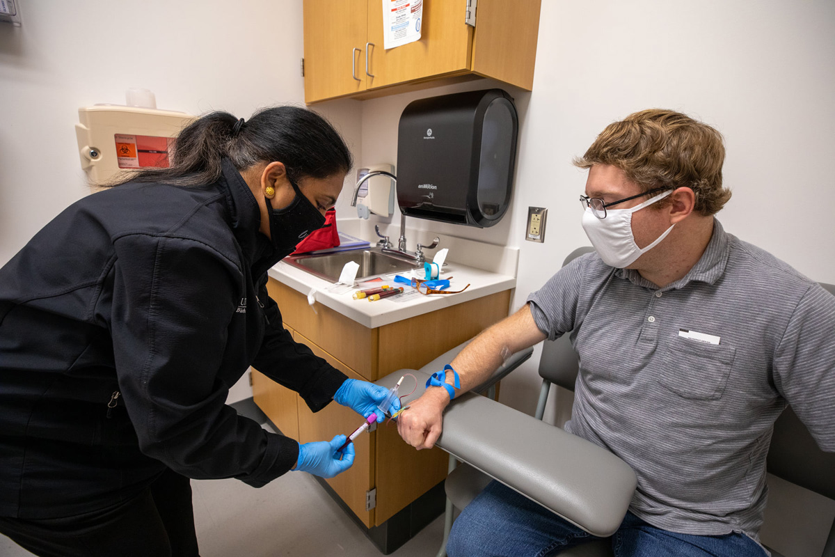 Patient receiving intravenous treatment