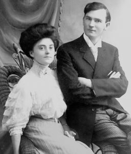 Black and white photo of Bob Jones Sr. with his arms crossed and wife Mary Gastor