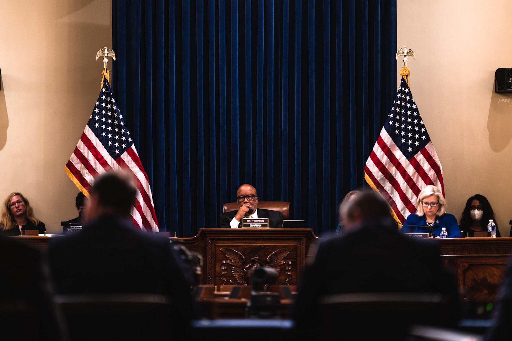 a photo of Bennie Thompson at a January 6th committee meeting
