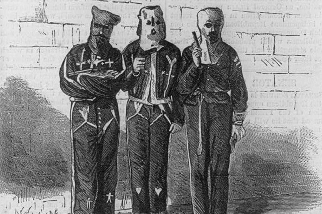 Mississippi Ku-Klux in the disguises in which they were captured, 1872. Library of Congress