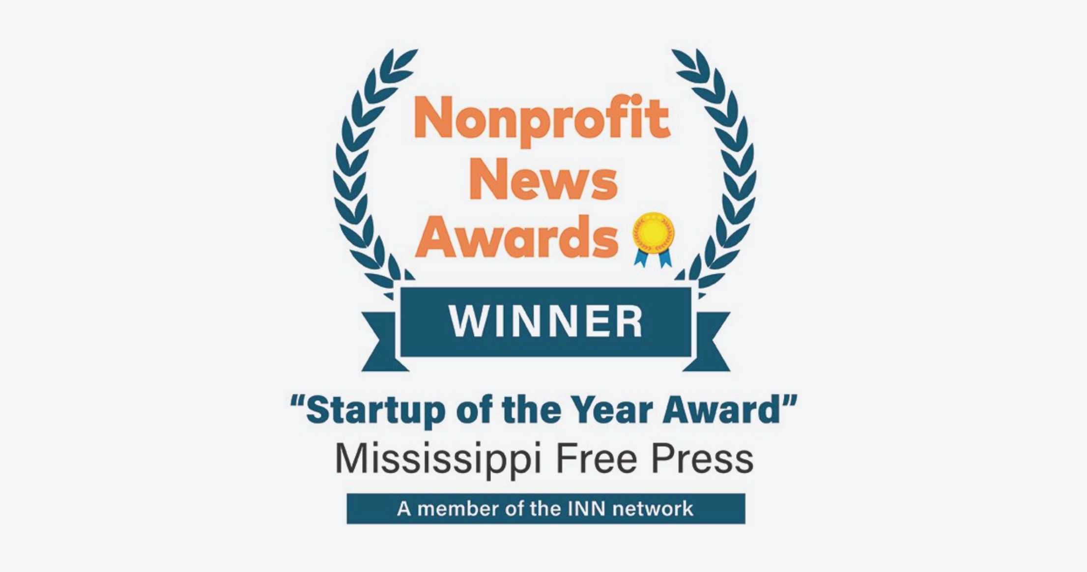 graphic announcing Mississippi Free Press as "Startup of the Year"