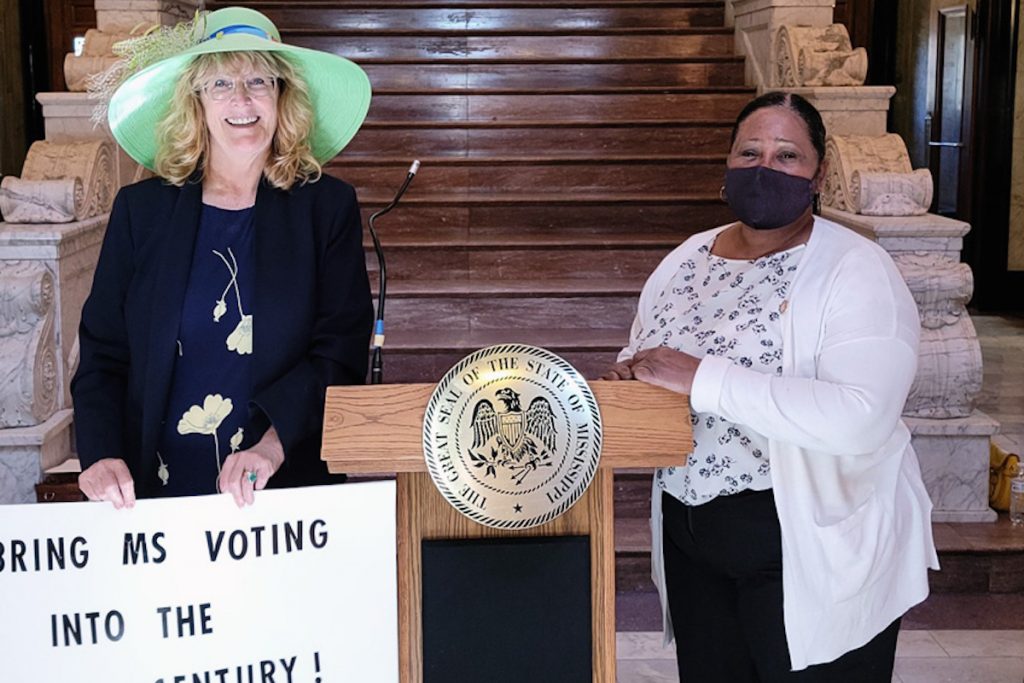 a photo of Kelly Jacobs and Rep. Hester Jackson-McCray who are asking a court to restore Mississippi's ballot initiative law