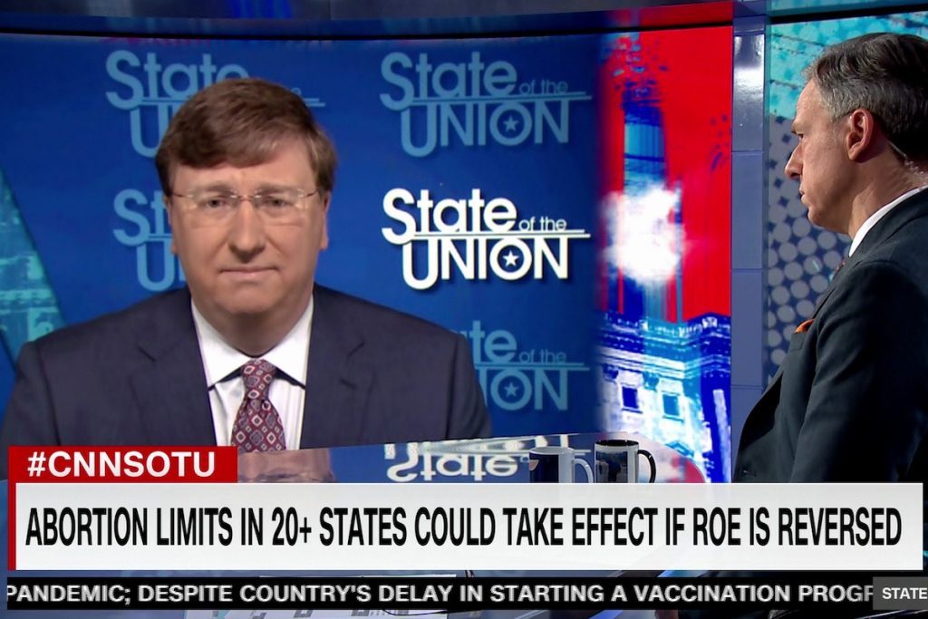 a screenshot of Tate Reeves on CNN's State of the Union with Jake Tapper