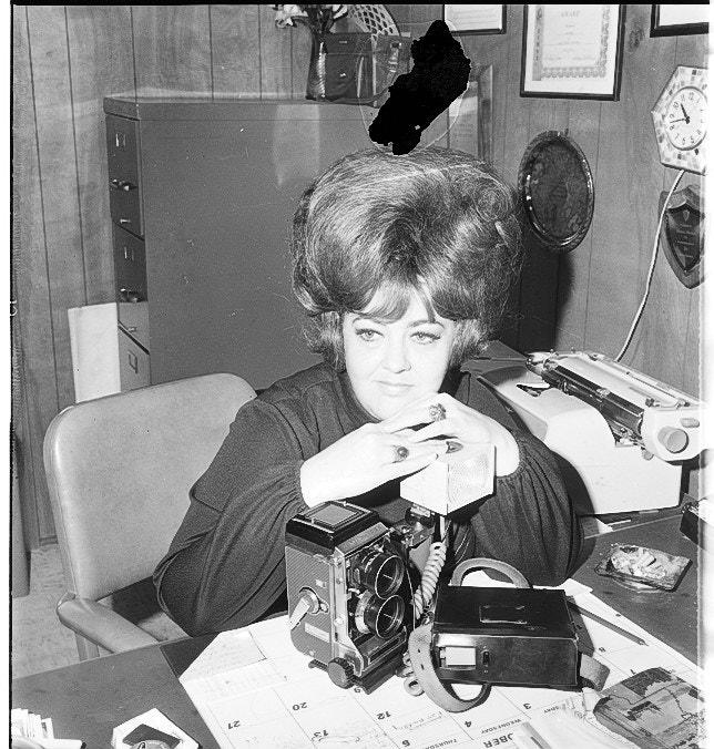 Bonny Parham is seen at her desk at the Amory Advertiser in 1974. Photo by Bonny Parham / courtesy Amory Regional Museum