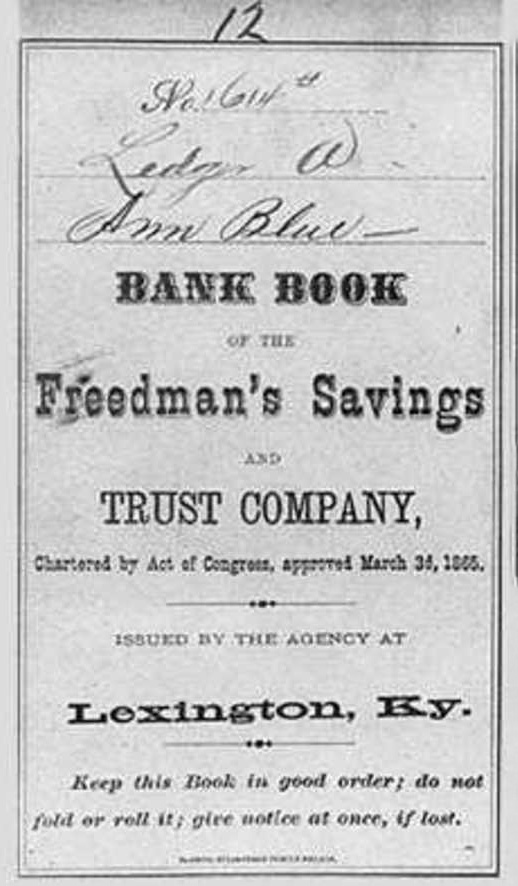 A bank book from the Freedman's Savings and Trust Company.