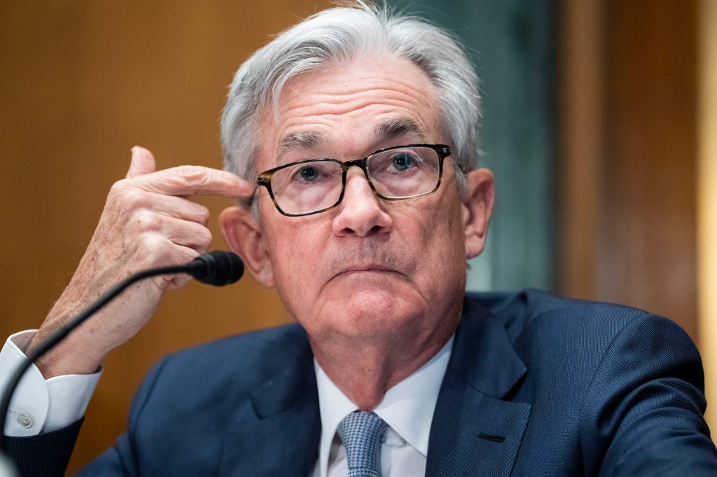 Headshot of Jerome Powell at a mic