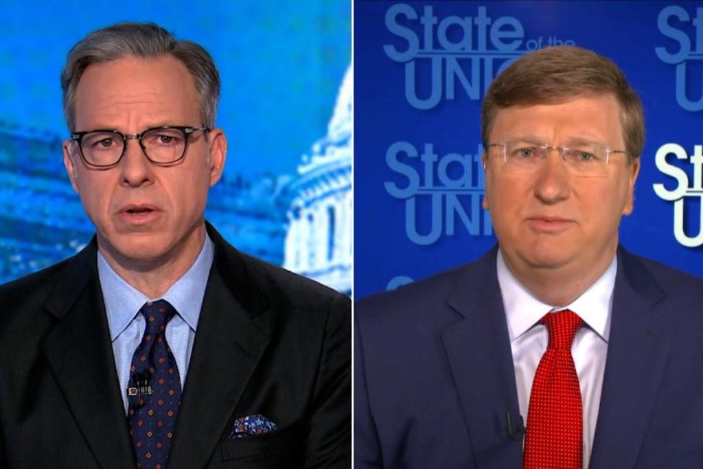 screenshot shows Jake Tapper with Tate Reeves